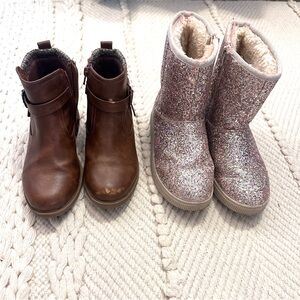 Cat & Jack Brown and Glitter girls Boots size 2